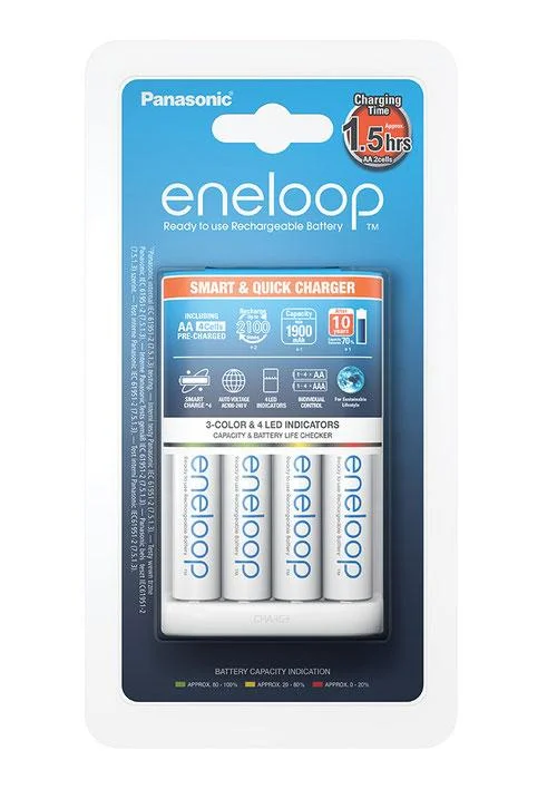 4 аккумулятора+ зарядное устройство Panasonic Eneloop BK-3MCCE (АА) 2000mAh Япония оригинал