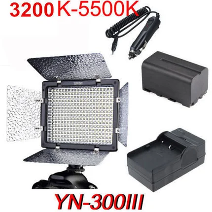 YN-300 III Накамерный LED  прожектор с аккумулятором NP-F970 и  зарядным устройством, фото 2