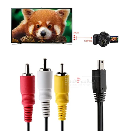3 RCA AV-кабеля, аудио-и видеокабель для цифровой камеры Canon 5D Mark II 5D Mark III 1D X 1D Mark IV 6D 7D 60, фото 2