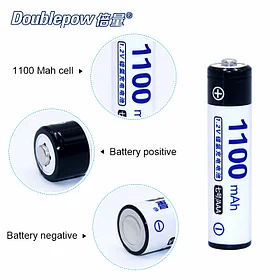 Аккумуляторы перезаряжаемые AAA 1100mah  Ni-MH Doublepow, для заряда прожекторов, микрофонов и синхронизаторов