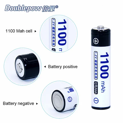 Аккумуляторы перезаряжаемые AAA 1100mah  Ni-MH Doublepow, для заряда прожекторов, микрофонов и синхронизаторов, фото 2