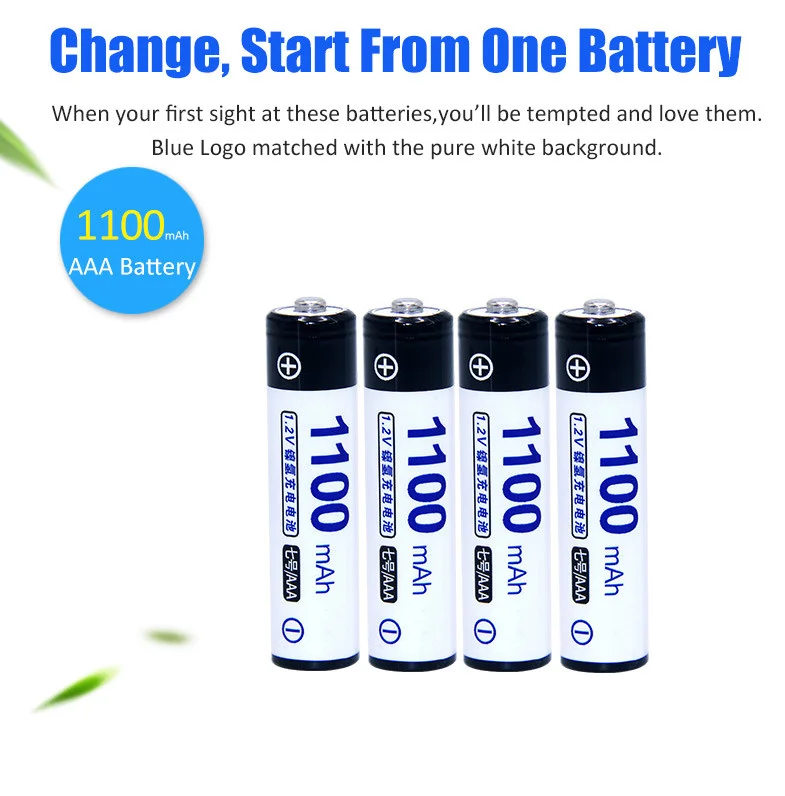 Аккумуляторы перезаряжаемые AAA 1100mah  Ni-MH Doublepow, 4 шт