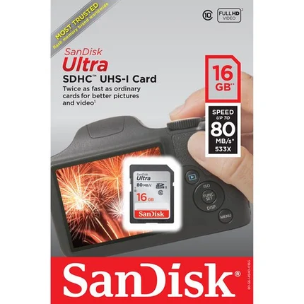 Карта памяти 16GB / 80MB/s Class 10  SanDisk SDHC UHS-I, фото 2