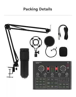 Микрофон BM800 комплект с кронштейном и микшером V9X pro , для блоггеров, ютуберов, фото 2