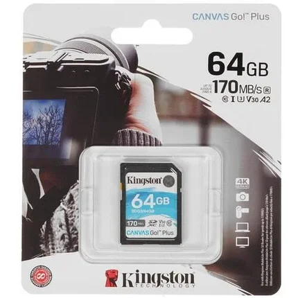 64GB, SDG3-64GB, Class 10, UHS-I, R170-W70 Карта памяти SD, Kingston Canvas Go! Plus,, фото 2