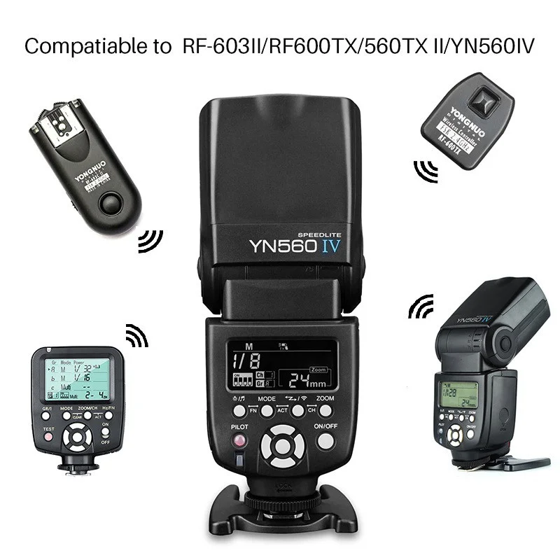 Вспышка YN-560 IV Black на Nikon и Canon со встроенным синхронизатором