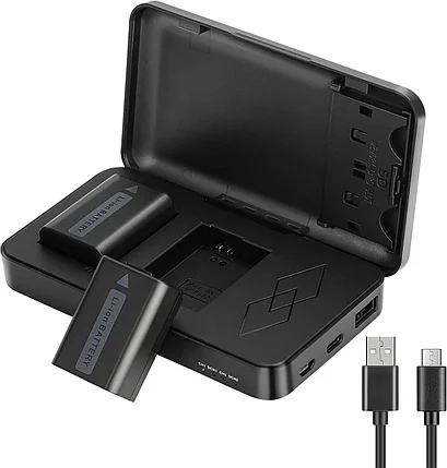 DB-NPF-W50 Зарядное устройство двойное POWERBANK, фото 2